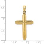 14K Textured Outline Cross Pendant - Image 3