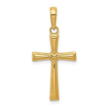 14K Diamond-cut -X- Center Cross Pendant