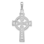 14K White Gold Celtic Cross with Eternity Circle Pendant - Image 3