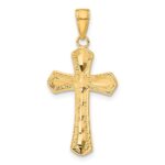 14K Diamond-cut Beveled Edges Cross Pendant