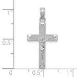 14K White Gold Beveled Tipped Crucifix Pendant - Image 3