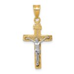 14K Two-tone Diamond-cut Lattice Cross with Crucifix Pendant