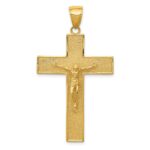 14K Textured Crucifix Latin Cross Pendant