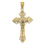 14K Two-Tone Large Lacy-Edge Inri Crucifix Pendant - Image 4