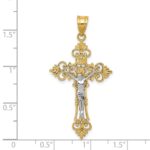 14K Two-Tone Large Lacy-Edge Inri Crucifix Pendant - Image 3