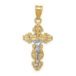 14K Two-tone Small Narrow Crucifix Pendant