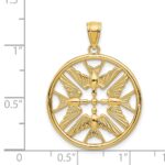 14k Yellow Gold Polished Doves in Circle Pendant - Image 2