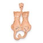 14k Rose Gold Polished and Satin Diamond-cut Two Sitting Cats Pendant - Image 3