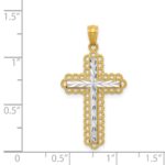14K and White Rhodium Diamond-cut Cross Pendant - Image 4