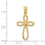 14k Yellow Gold Ribbon Cross Pendant - Image 4