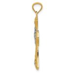 14K with White Rhodium Diamond-Cut Cross Pendant - Image 2