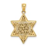 14k Two-tone Star of David and Torah Pendant - Image 4