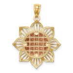 14K Two-Tone Diamond-cut Sunflower Pendant - Image 4