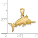 14K Satin Diamond-cut Marlin Pendant - Image 4