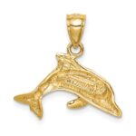 14K Lab Created Opal Dolphin Pendant - Image 3