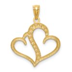 14K and White Rhodium Polished Double Heart Pendant - Image 3