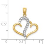 14K and White Rhodium Polished Double Heart Pendant - Image 4