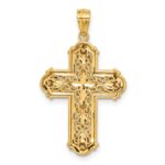 14K and White Rhodium Diamond-cut Reversible Cross Pendant - Image 3