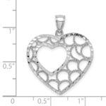 14K White Gold Diamond-cut Heart Pendant - Image 4