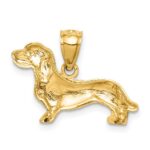 14K Satin Diamond-cut Dachshund Dog Pendant - Image 3