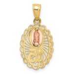 14K Two-tone with White Rhodium Our Lady of Guadalupe 15 Pendant - Image 3