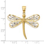 14K and White Rhodium Diamond-cut Dragonfly Pendant - Image 4