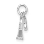 14k White Gold CZ Mini 3-D Wedding Rings Charm - Image 2