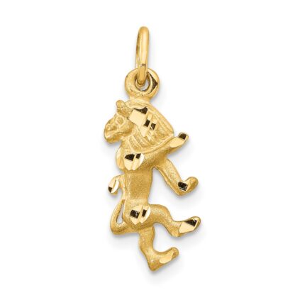 14k Satin Diamond-cut Leo Zodiac Charm