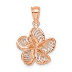 14k Rose Gold Beaded and Polished Plumeria Flower Charm