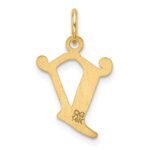 14K Diamond-cut Letter V Initial Charm - Image 3