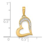 14k and White Rhodium Diamond-cut Heart Pendant - Image 4