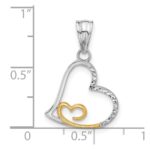 14K Two-tone Diamond-cut Hearts Pendant - Image 4
