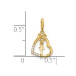 14k Polished CZ Heart with Cross Dangle Pendant - Image 4