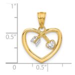 14K with White Rhodium Diamond-cut Heart Arrow Pendant - Image 4