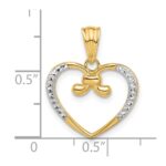 14K and White Rhodium Diamond-cut Heart Pendant - Image 4