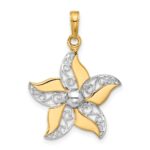 14k and White Rhodium Filigree Flower Pendant
