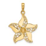 14k and White Rhodium Filigree Flower Pendant - Image 3