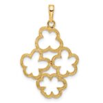 14k and White Rhodium Polished and Diamond-cut Flowers Pendant - Image 3