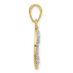 14K and White Rhodium Diamond-cut Butterflies on Circle Pendant - Image 2