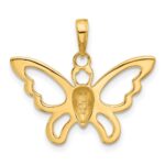 14K and White Rhodium Polished and Diamond-cut Butterfly Pendant - Image 3