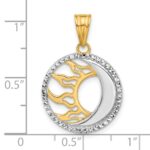 14K and White Rhodium Diamond-cut Sun and Moon Pendant - Image 4