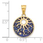 14K Polished Blue Enameled Sun and Stars Pendant - Image 4
