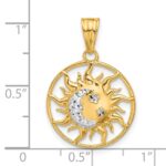 14K and White Rhodium Diamond-cut Sun Moon Stars Pendant - Image 4