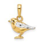 14K and White Rhodium Diamond-cut 3-D Bird Pendant - Image 3