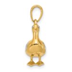 14K and White Rhodium Diamond-cut 3-D Duck Pendant - Image 2
