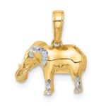 14k and White Rhodium Diamond-cut 3-D Elephant Pendant - Image 3