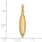 14K and White Rhodium Diamond-cut 3-D Surfboard Pendant - Image 5