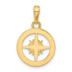 14k and White Rhodium Diamond-cut Compass Pendant - Image 3