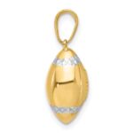 14k and White Rhodium Diamond-cut 3-D Football Pendant - Image 2
