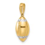 14k and White Rhodium Diamond-cut 3-D Football Pendant - Image 4